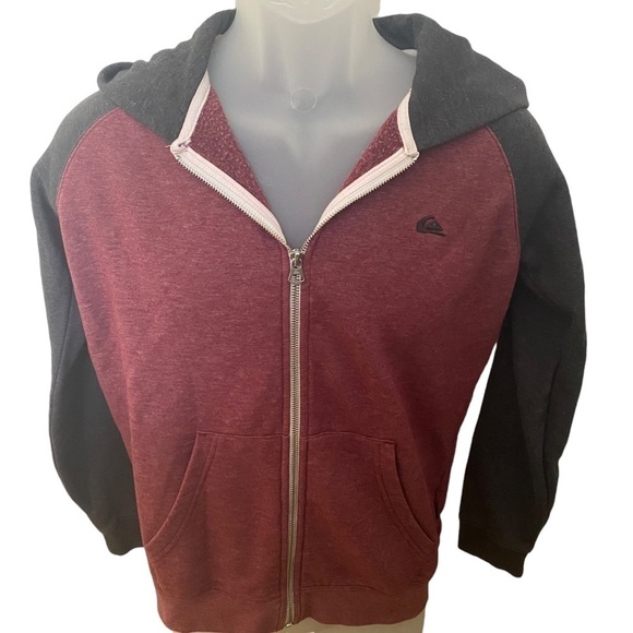 Quiksilver Maroon Zippered Jacket Kids L Large - Picture 1 of 6